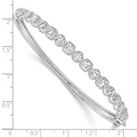 Sterling Shimmer Sterling Silver Rhodium-plated 17 Stone CZ Hinged Bangle Bracelet view 3