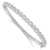 Sterling Shimmer Sterling Silver Rhodium-plated 17 Stone CZ Hinged Bangle Bracelet view 1