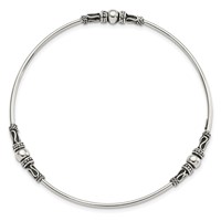 Sterling Silver Antiqued Beaded Slip-on Bangle view 2