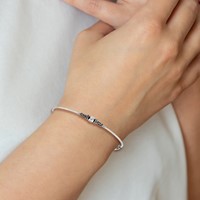 Sterling Silver Antiqued Beaded Slip-on Bangle view 4