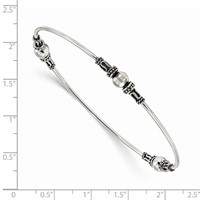 Sterling Silver Antiqued Beaded Slip-on Bangle view 3