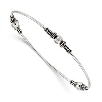 Sterling Silver Antiqued Beaded Slip-on Bangle view 1