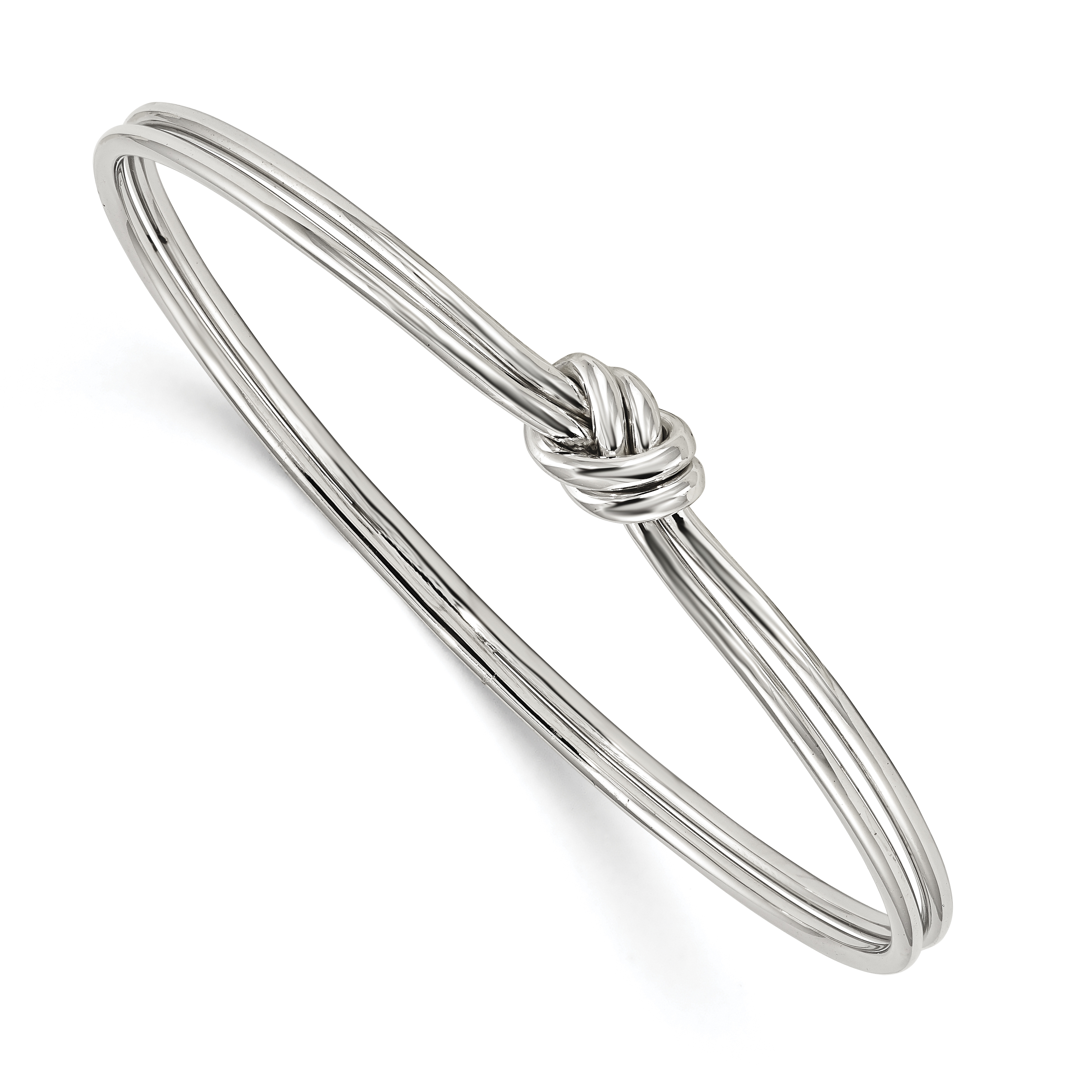Sterling Silver Rhodium-plated Polished Knot Slip on Bangle (QB1080)