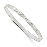 Sterling Silver 5mm Diamond-cut Slip-on Bangle view 1