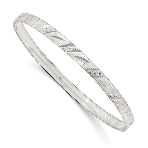 Sterling Silver 5mm Diamond-cut Slip-on Bangle