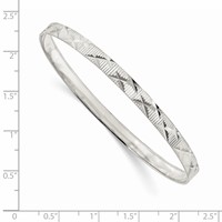 Sterling Silver 5mm Diamond-cut Slip-on Bangle view 3