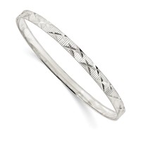 Sterling Silver 5mm Diamond-cut Slip-on Bangle view 1