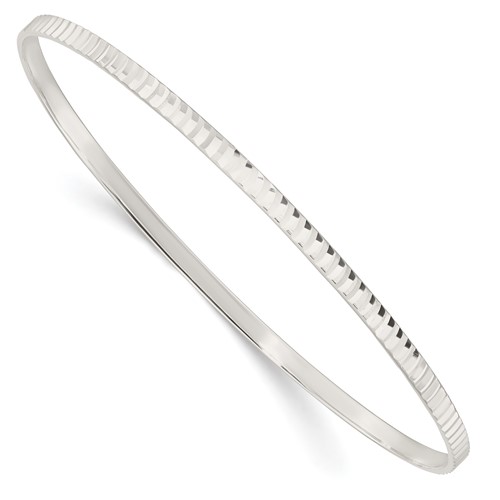 Sterling Silver Diamond-cut 3mm Slip-on Bangle