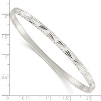 Sterling Silver Diamond-cut 4mm Slip-on Bangle view 3