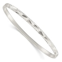 Sterling Silver Diamond-cut 4mm Slip-on Bangle view 1