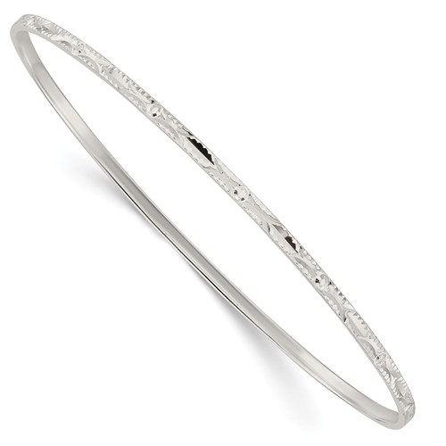 Sterling Silver Diamond-cut 2.5mm Slip-on Bangle