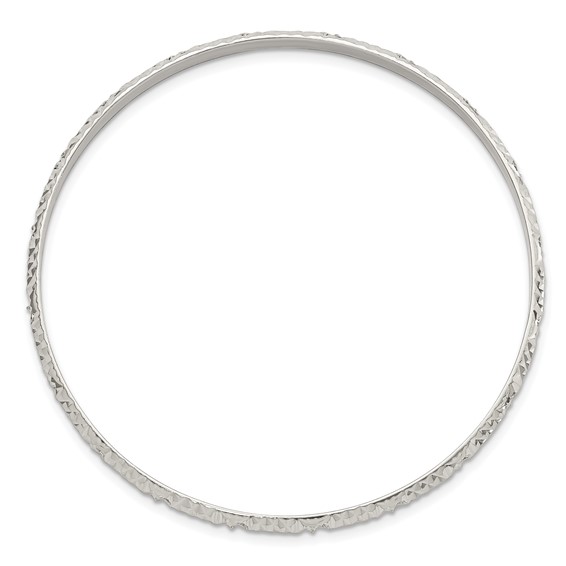 Sterling Silver Diamond-cut Slip On Bangle