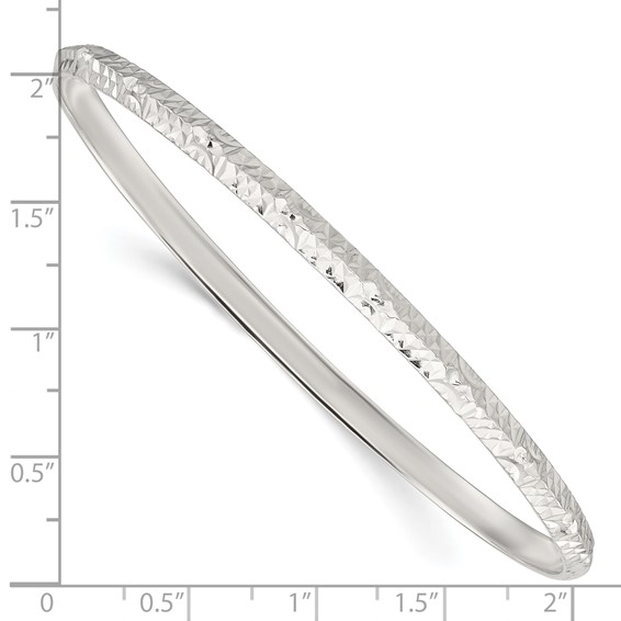Sterling Silver Diamond-cut Slip On Bangle