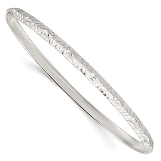 Sterling Silver Diamond-cut Slip On Bangle