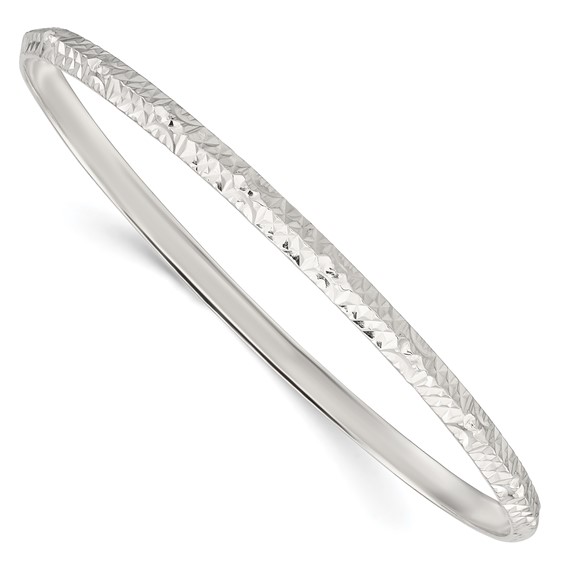 Sterling Silver Diamond-cut Slip On Bangle