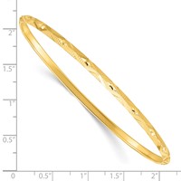 Sterling Silver Gold-tone Diamond-cut 3mm Slip-on Bangle view 3