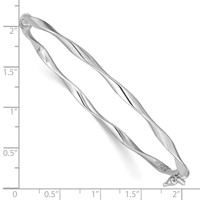 Sterling Silver Rhodium-plated Polished Twisted 3mm Hinged Bangle view 3
