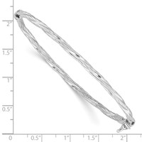 Sterling Silver Rhodium-plated Textured Twisted 3mm Hinged Bangle view 3