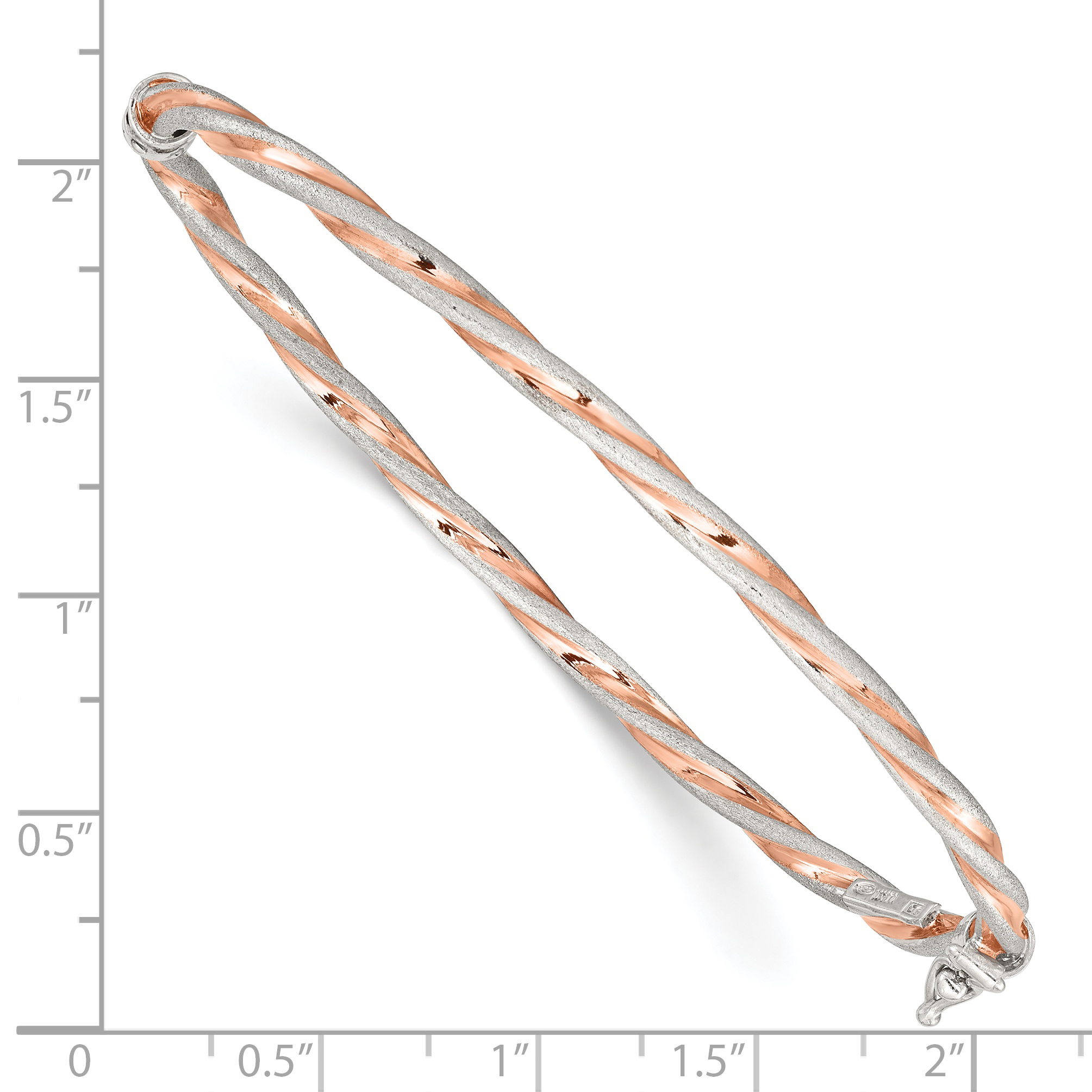 loveページ　15×15cm 1000羽 Silver Rose-tone Satin/Polish Twisted 3mm Hinged Bangle