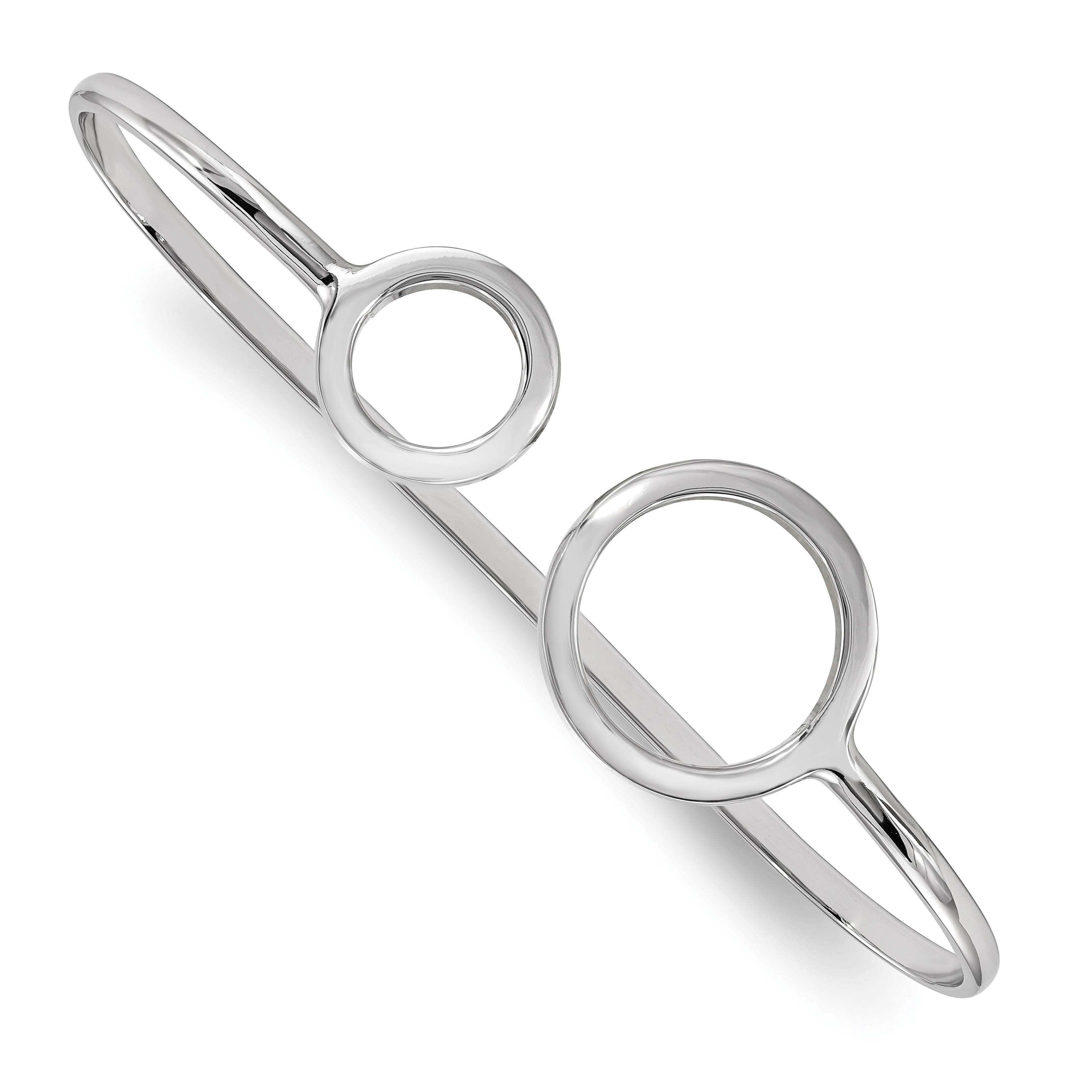 Sterling Silver Rhodium-plated Polished Circles Palm Bangle (QB1117)