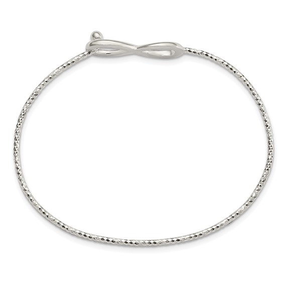 Sterling Silver Diamond Cut Infinity Interlocking Bangle Bracelet
