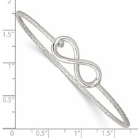 Sterling Silver Diamond Cut Infinity Interlocking Bangle Bracelet view 3