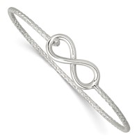 Sterling Silver Diamond Cut Infinity Interlocking Bangle Bracelet view 1