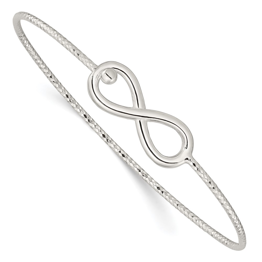 Sterling Silver Diamond Cut Infinity Interlocking Bangle Bracelet