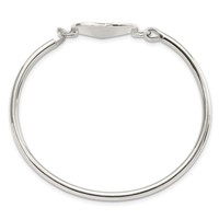 Sterling Silver Polished Engravable 26mm Heart Disc Hook Closure Bangle view 2