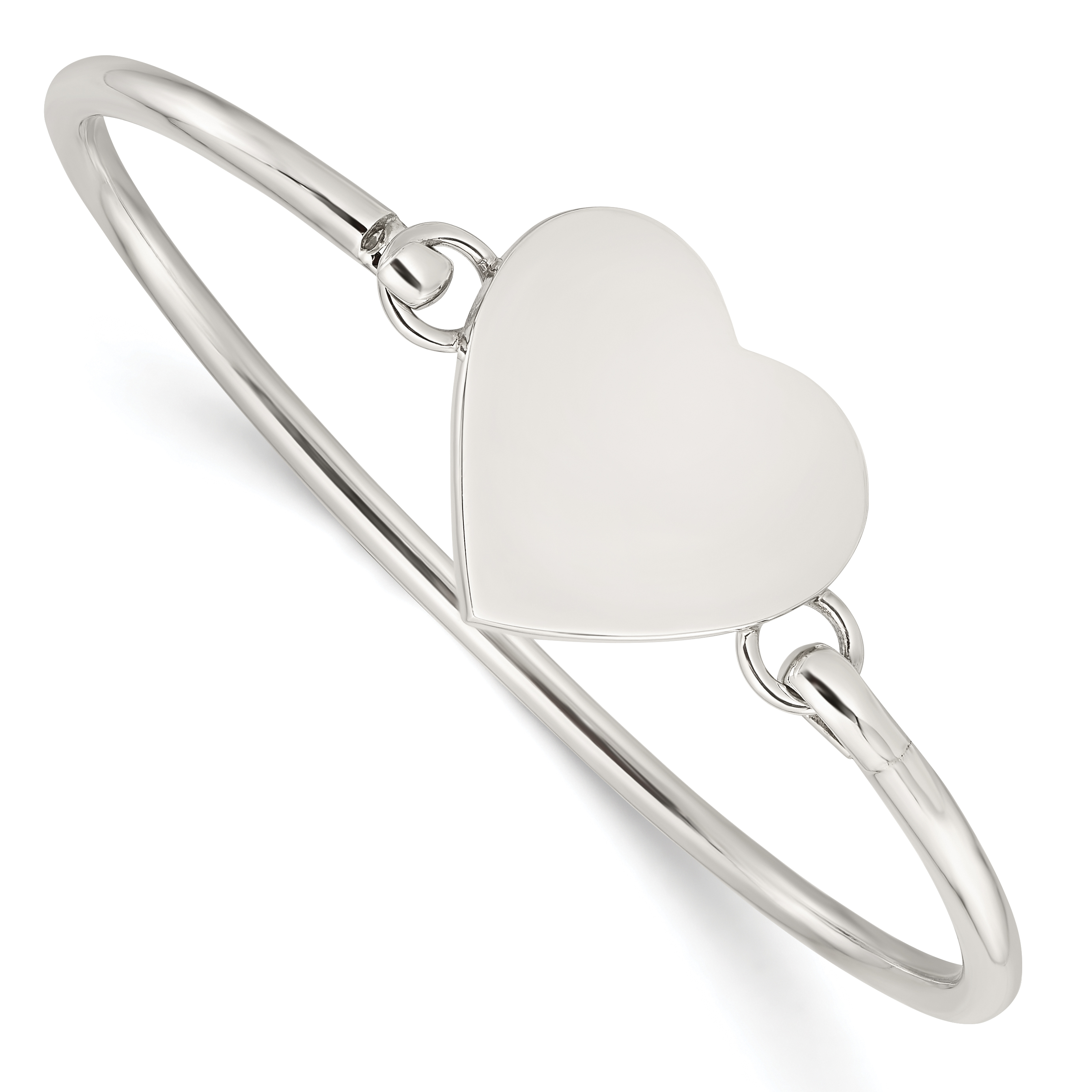 Sterling Silver Polished Engravable Heart Bangle (QB1137)