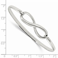 Sterling Silver Polished Infinity Hook Closure Bangle Bracelet view 3