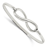 Sterling Silver Polished Infinity Hook Closure Bangle Bracelet view 1