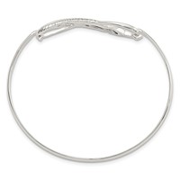 Sterling Silver Polished Infinity Bracelet with Feather Hook Closure Bangle view 2