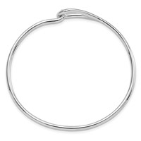 Sterling Silver Rhodium-plated Polished Hook Closure Flexible Bangle view 2
