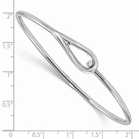 Sterling Silver Rhodium-plated Polished Hook Closure Flexible Bangle view 3