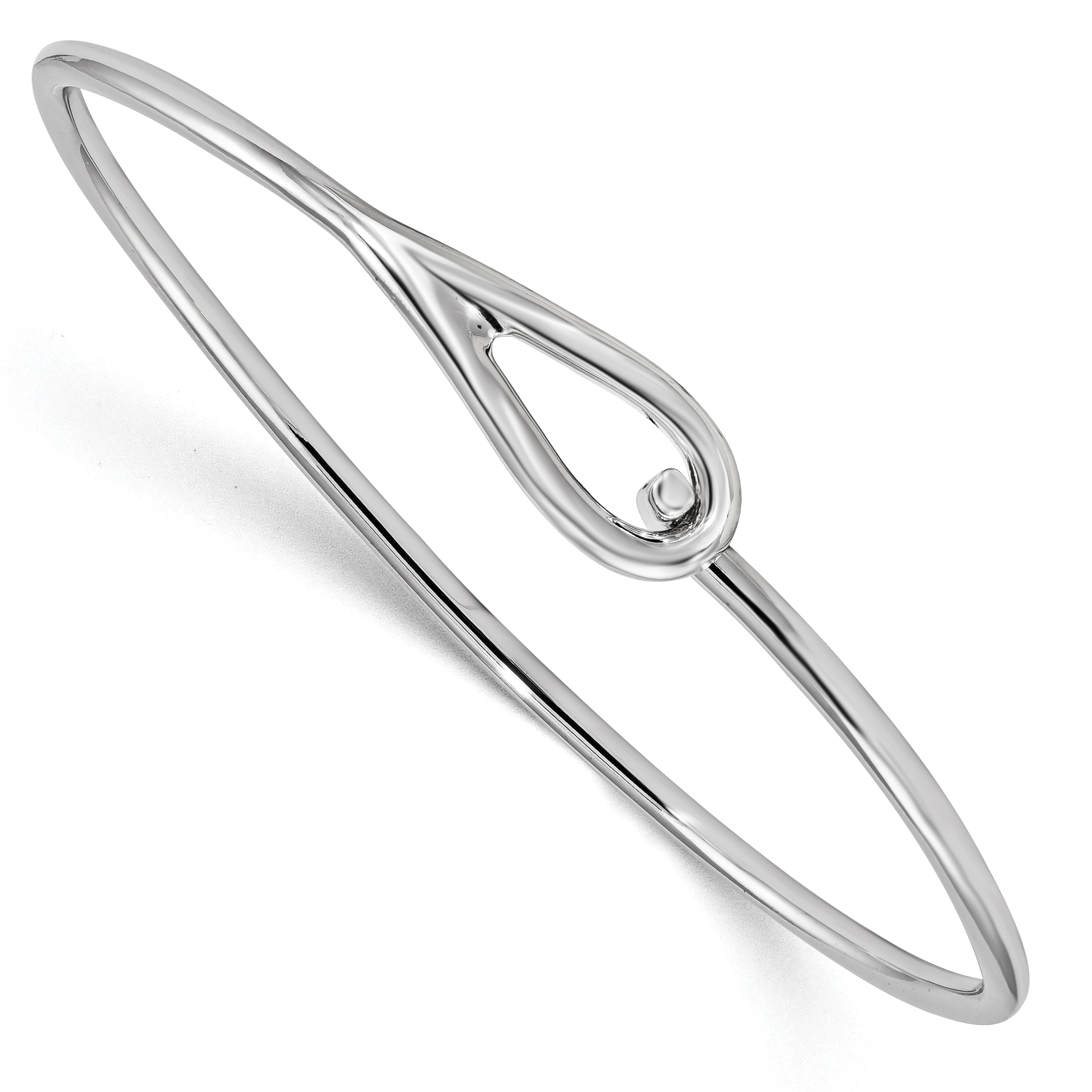 Sterling Silver Rhodium-plated Polished Bangle (QB1141)