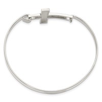 Sterling Silver Polished Cross Hook Closure Bangle view 2
