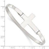Sterling Silver Polished Cross Hook Closure Bangle view 3