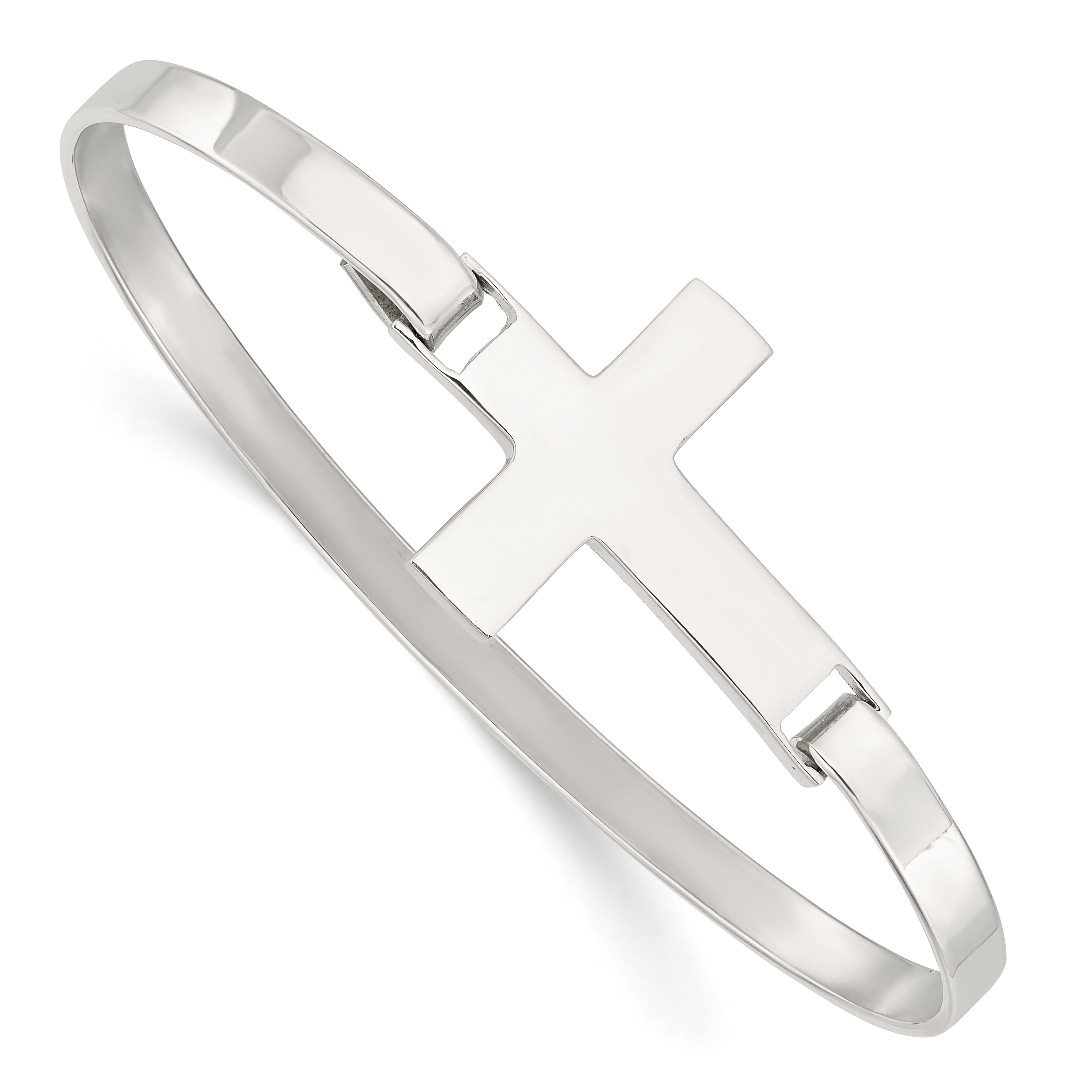 Sterling Silver Polished Cross Bangle (QB1144)