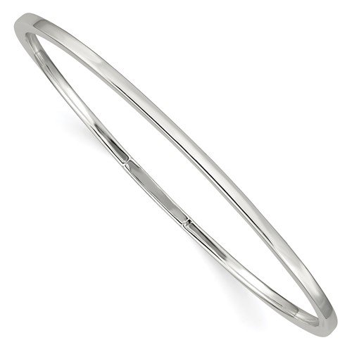 Sterling Silver Polished Squared Edge 2mm Slip-on Bangle Bracelet