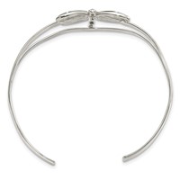 Sterling Silver Polished Abalone Dragonfly Cuff Bangle Bracelet view 2
