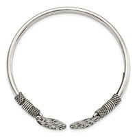 Sterling Silver Polished Antiqued Tree of Life Flexible Bangle view 2