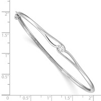 Sterling Silver Rhodium-plated CZ Hinged Bangle view 3