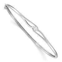Sterling Silver Rhodium-plated CZ Hinged Bangle view 1