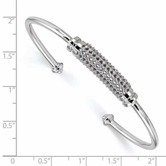 Pure Fire Sterling Silver Rhod-plated CZ Cuff Bangle