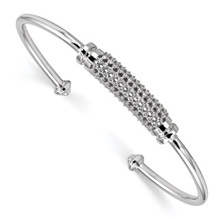 Pure Fire Sterling Silver Rhod-plated CZ Cuff Bangle