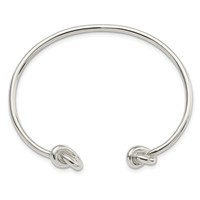 Sterling Silver Polished Knotted Ends Cuff Bangle view 2