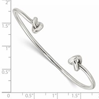 Sterling Silver Polished Knotted Ends Cuff Bangle view 3