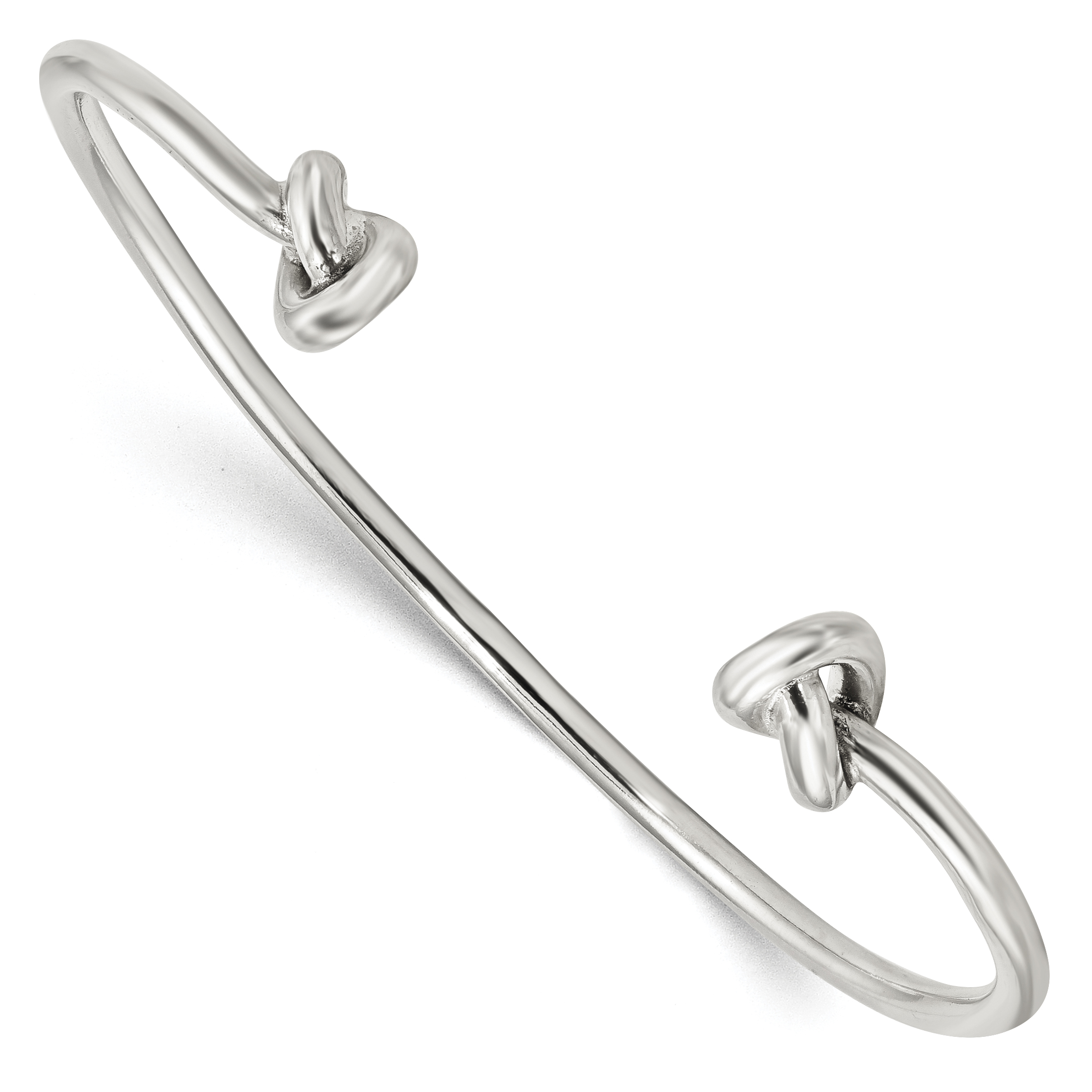 Sterling Silver Polished Knotted Ends Cuff Bangle (QB1175)