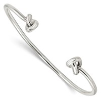 Sterling Silver Polished Knotted Ends Cuff Bangle view 1